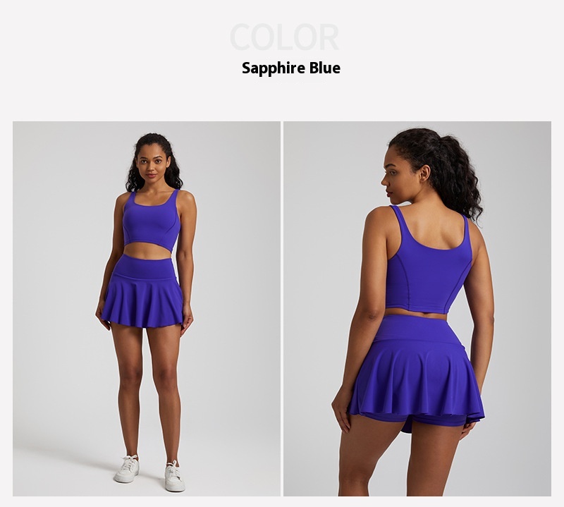 Nude Feel Outdoor Running Fitness Casual Pleated Mini Skirt Vest Suit - Image 2