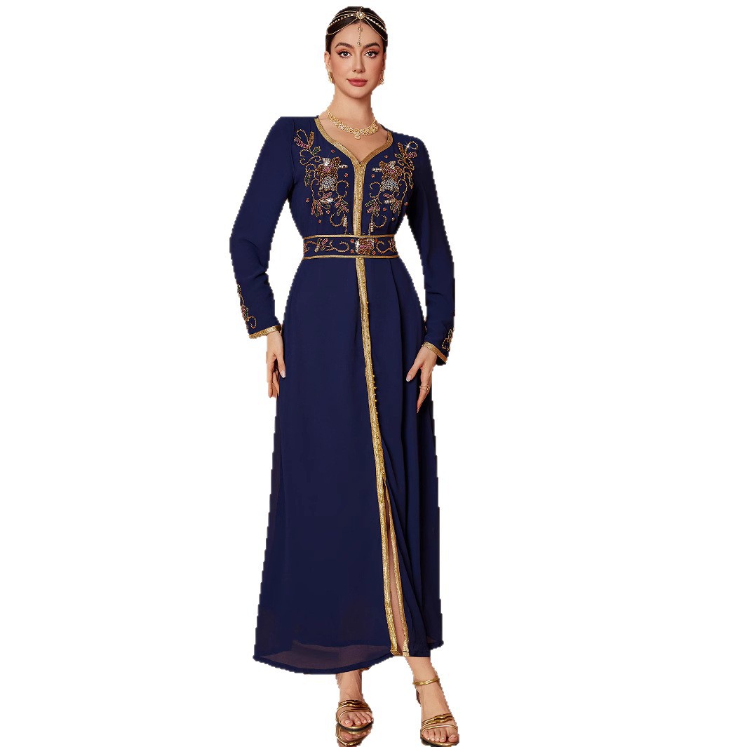 Middle East Saudi Arabia DUBAI Turkish Clothing Blue Dress