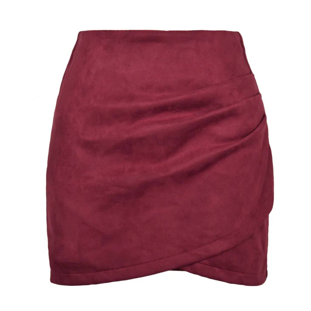 Solid Color Sheath Skirt Autumn And Winter Irregular Women's Clothing - Wine