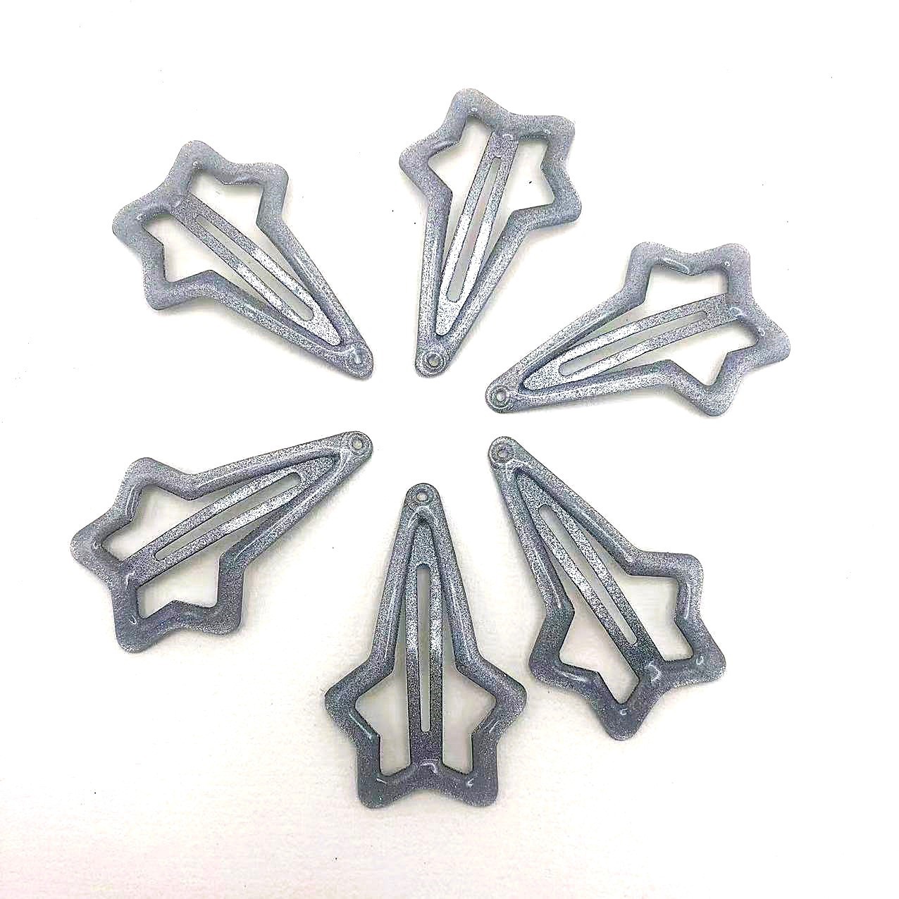 Five-pointed Star Hair Clip In Solid Color With Oil-drip Design