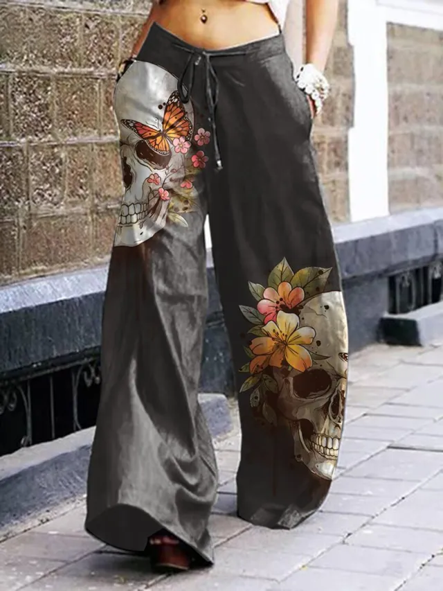 Summer Dark Rock Style Straight High Waist 3D Skull Overalls 8 Colors - Shop at LoveMi