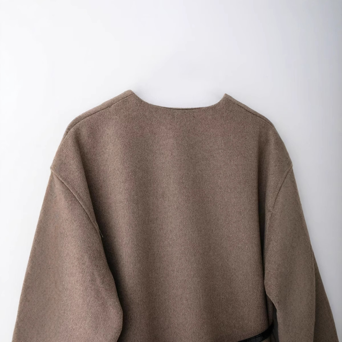 Clothing With Belt Soft V-neck Long Sleeve Jacket Coat