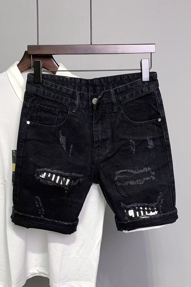 Summer New Patch Slim Fit Denim Cropped Pants