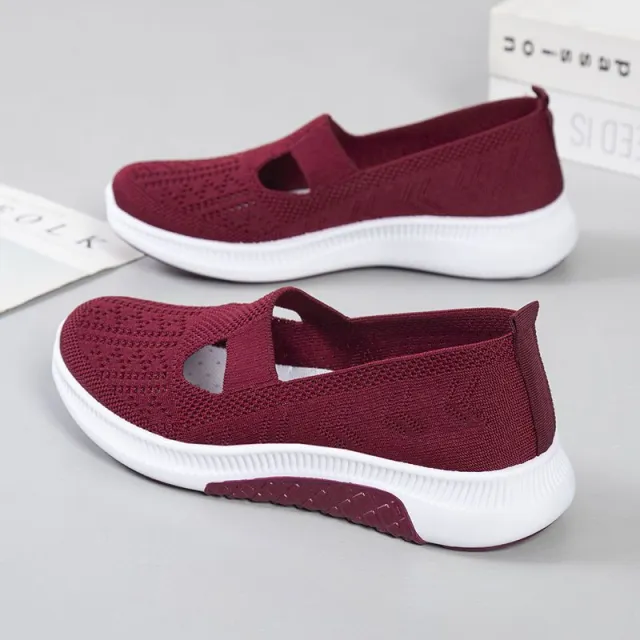 Women's Cloth Shoes Spring Style Soft Bottom Women's Casual Pumps Fly Woven Mesh Mom Shoes Red - Shop at LoveMi