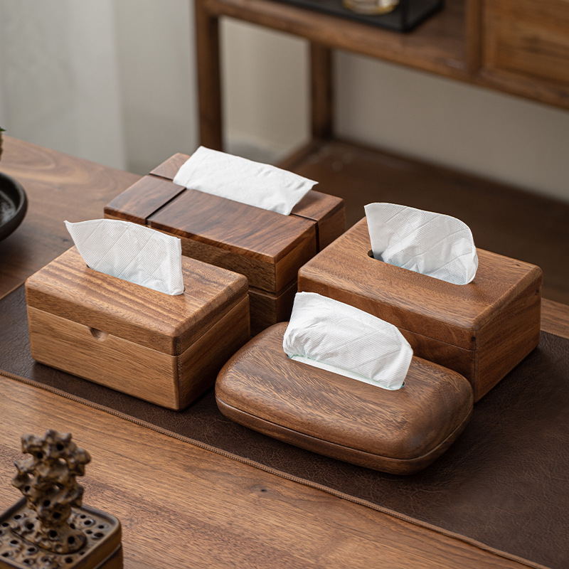 Walnut Tissue Box Living Room Chinese-style Napkin Holder