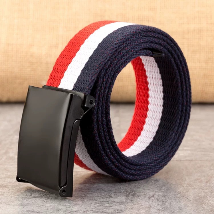 Snap-Clasp Canvas Mens Candy-Colored Belt
