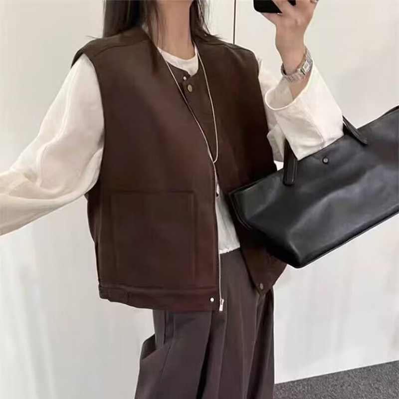 Vintage Deerskin Velvet Short Outer Wear Vest