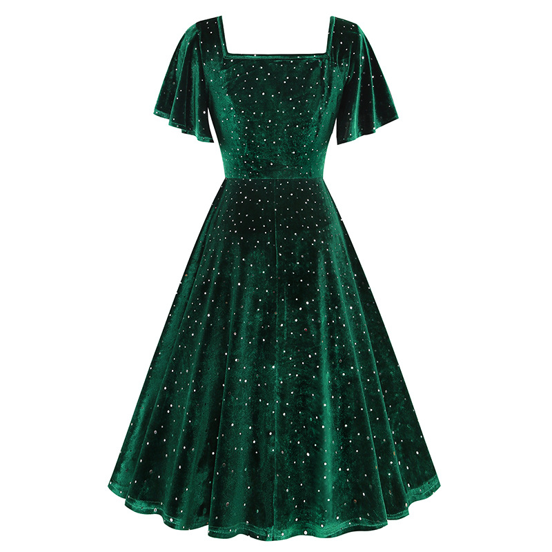 Title 9, Floating Sleeve Gilding Velvet Retro Dress