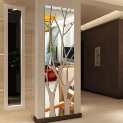 Acrylic 3D Mirror Surface Branch Wall Sticker Home Decoration - Silver - View 1