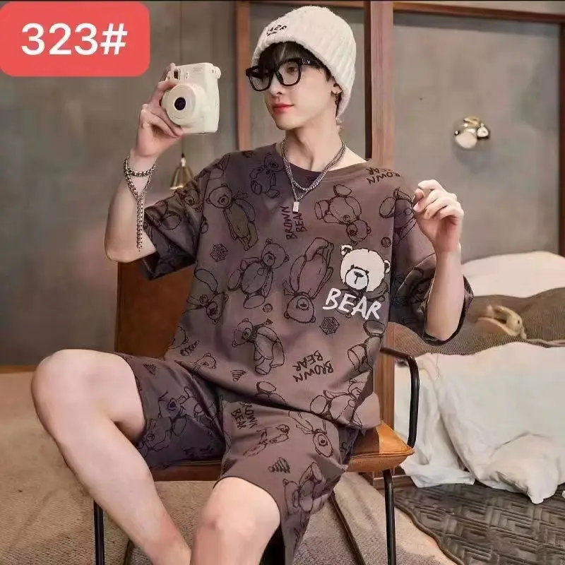 Men's Summer Short Sleeve Shorts Suit Korean