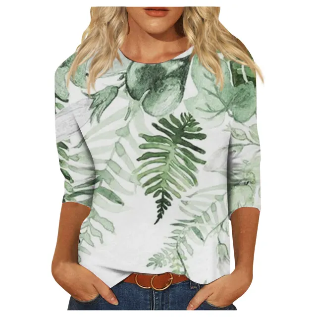 Round Neck Printed Casual Loose Long Sleeve 24Style 3Xl - Shop at LoveMi