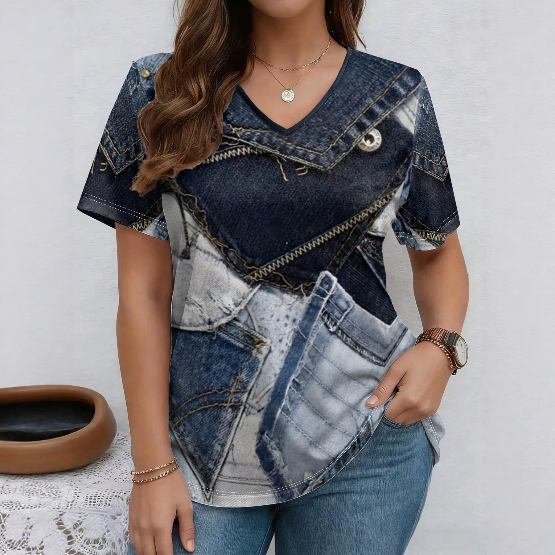 WOMENS SUMMER NEW NECK