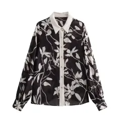 Spring And Summer New European Station Flower Print Shirt Dress Suit - O1994 Shirt - View 1