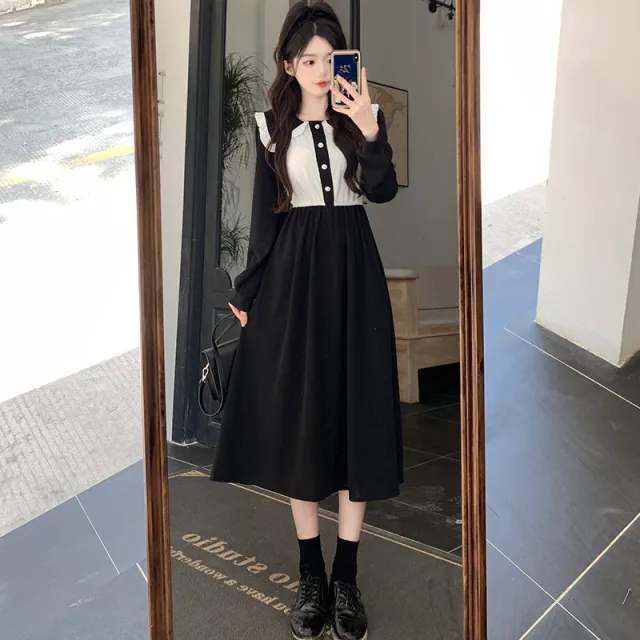 Women's Long sleeve Figure flattering Maxi Dress Black - Shop at LoveMi