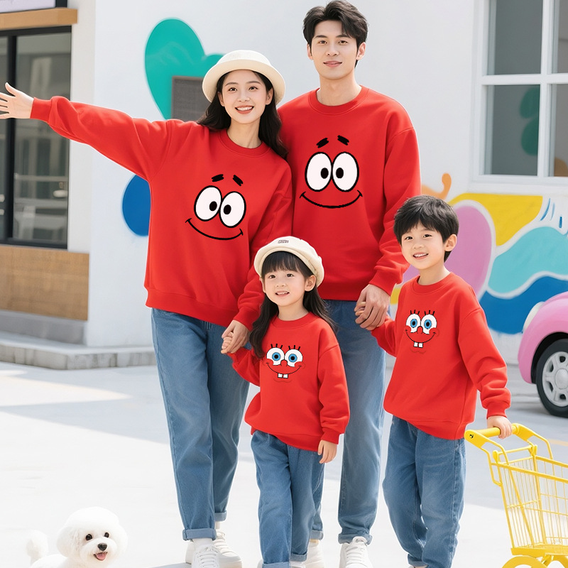 Parent-Child Matching Sweatsuits New FallWinter Styles For Families Of Three Or Four Casual And Loose-Fitting