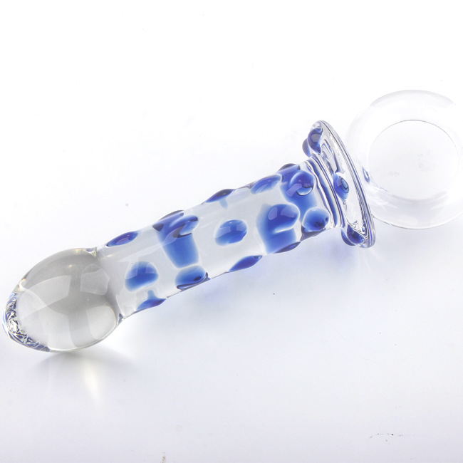 Bead Lock Blue Core Hand Pull Type Glass Dildo Product 12