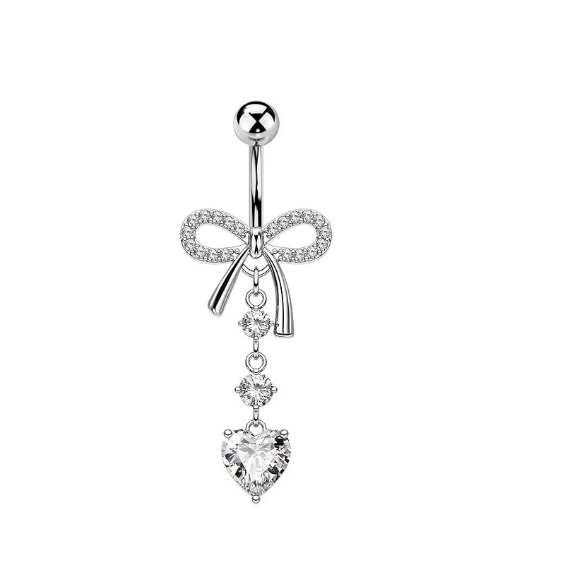 Butterfly Heart Zircon Minimalist Navel Piercing Jewelry
