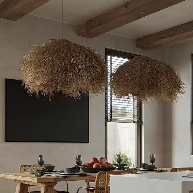 Rattan Ceiling Lamp Vintage Rattan Chinese Style Chandelier