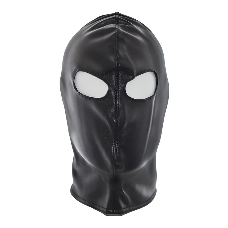 Black Pu Eye-exposed Rope Hood Bar Ball Party Performance Mask - Black