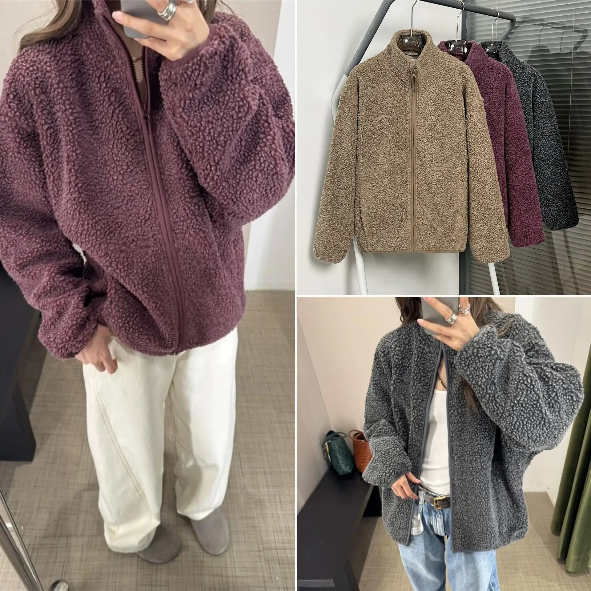 American Style Loose Fit Casual Warm Zip