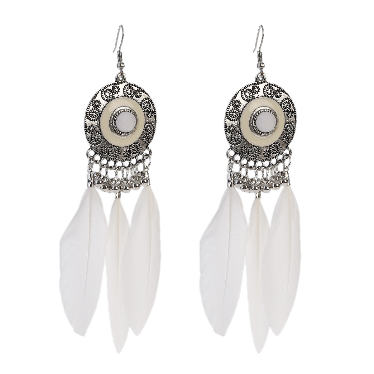 Retro Ethnic Feather Fairy Temperamental Long Slim Face Earrings