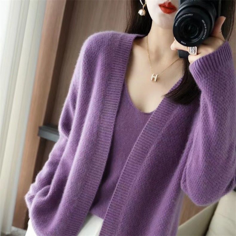 Title 8, Knitted Cardigan Two-piece Sling Temperament V-...