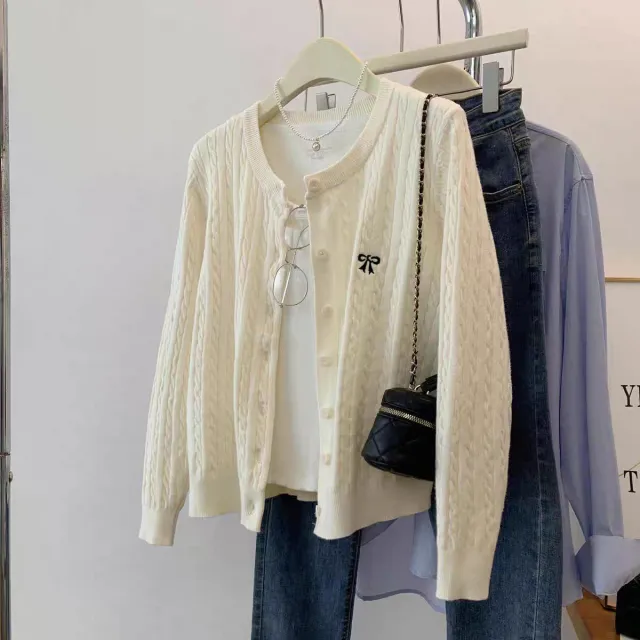 Women's Knitted Cardigan Autumn Outerwear Sweater Apricot - Shop at LoveMi