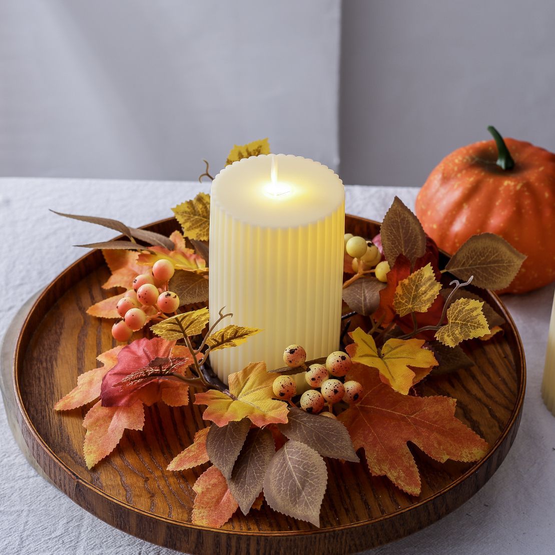 Title 5, Halloween Maple Leaf Candlestick Fruit Candle G...