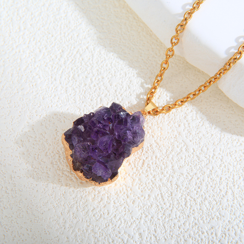 Fashion Irregular With Personality Amethyst Necklace Pendant