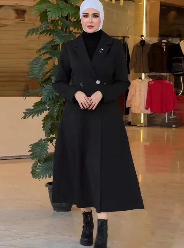 Elegant Mid length Robe Trench Coat Black - Shop at LoveMi