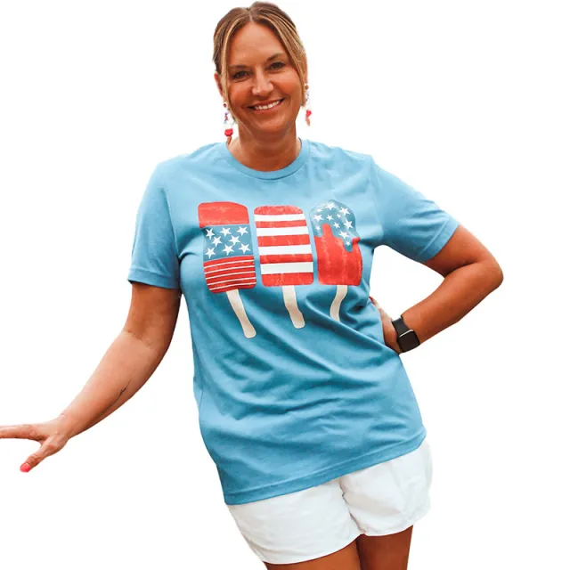 Fashion Round Neck Short Sleeves T shirt Women's Summer Sky Blue - Shop at LoveMi