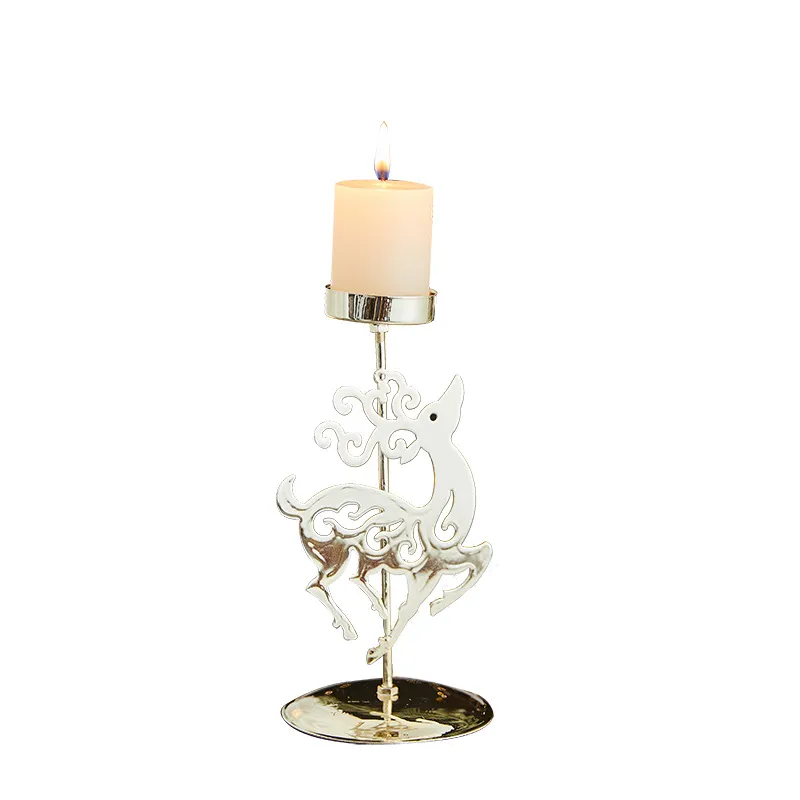 Romantic Christmas Wrought Iron Candlestick Candle Tray Decoration – image 5