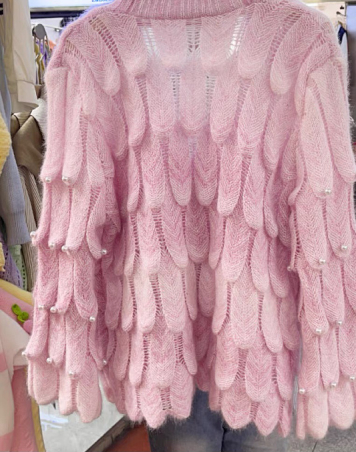 French Minority Heavy Industry Beads V-neck Sweater For Women