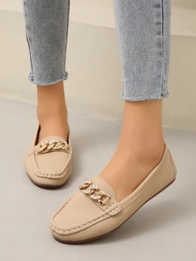 Classic Style Gommino Women's Korean Style Round Head Khaki - Shop at LoveMi