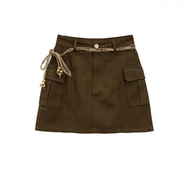 High Waist Slimming Small Word Hip Short Pantskirt 217 Brown - Shop at LoveMi