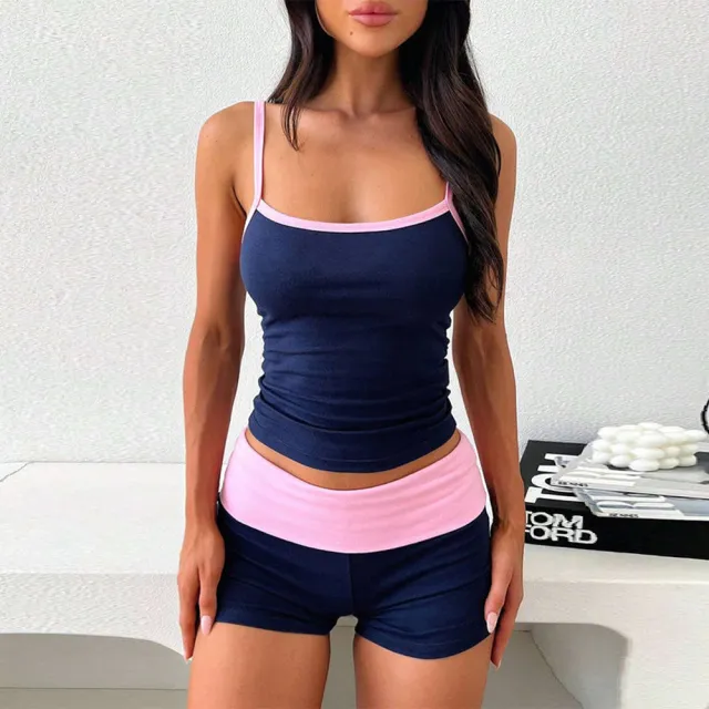 European And American Sporty Fashion Set Two piece With Detachable Suspender Shorts For Autumn And Winter Sapphire Blue - Shop at LoveMi