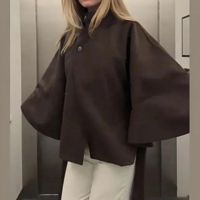 Women's Fashion Loose Lapel Bathrobe Belt Coat Brown - Shop at LoveMi