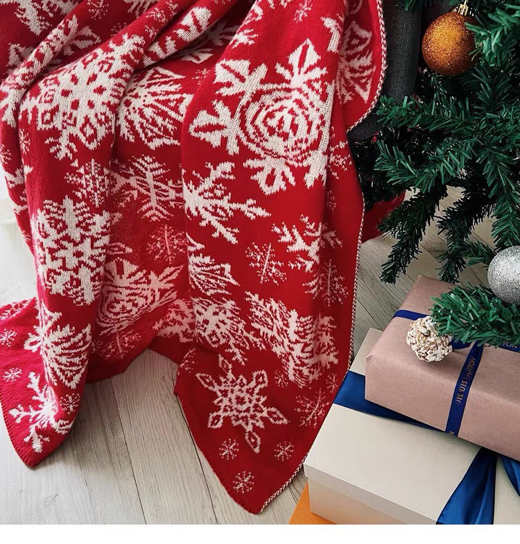 Title 16, Nordic Knitted Snowflake Blanket Decorative Bla...