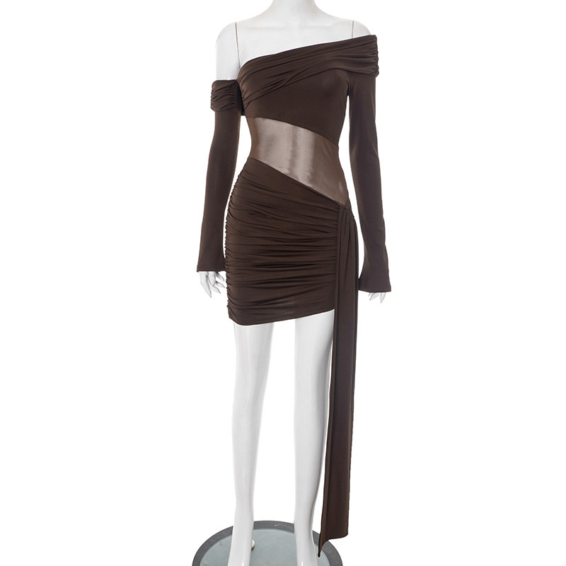 Elegant Cross-shoulder Bag Hip Dress Women