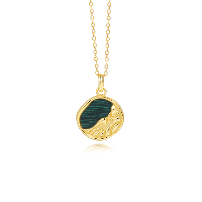 Female Earth Lava Peacock Stone Pendant Necklace
