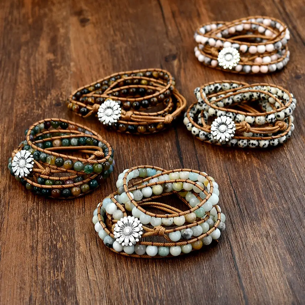 Natural Stone Hand Weaving Bracelet Women's Bohemian Style