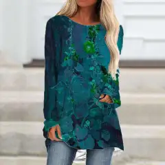Women's 3D Flower Stitching Printing T-shirt Dress - Blue - View 1