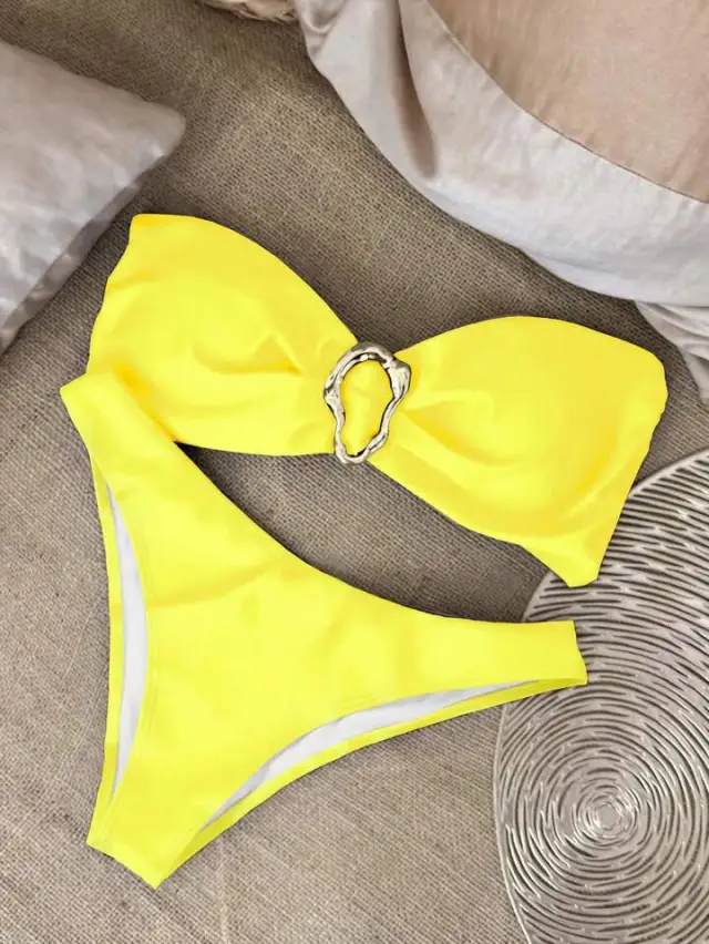 Women's Bikini Tube Top Split Yellow - Shop at LoveMi