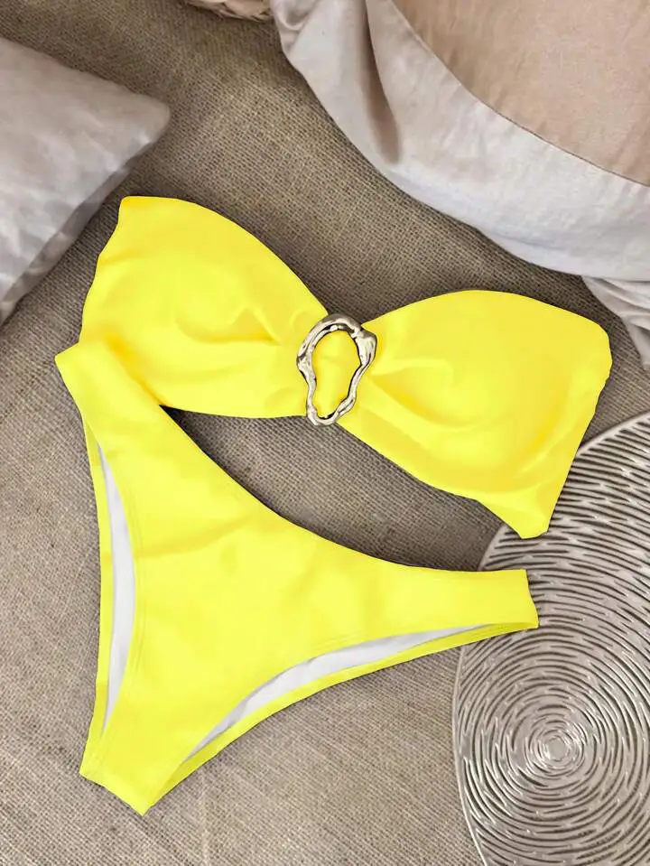 Women's Bikini Tube Top Split - Yellow