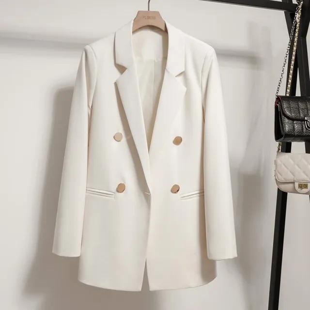 Niche High grade Fried Street Casual Small Suit Top Almond White 2201 - Shop at LoveMi