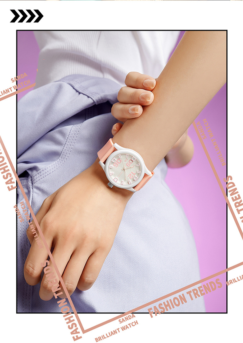 Sanda 3252 Waterproof Silicone Strap Quartz Watch For Teenagers Boys and Girls