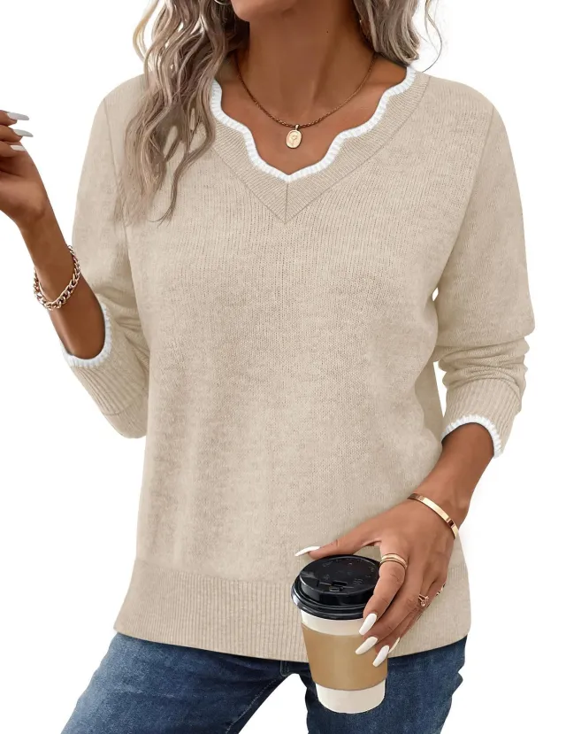 Womens Short Sleeve Sweater Simple Elegant Solid Color Knit Top Apricot - Shop at LoveMi