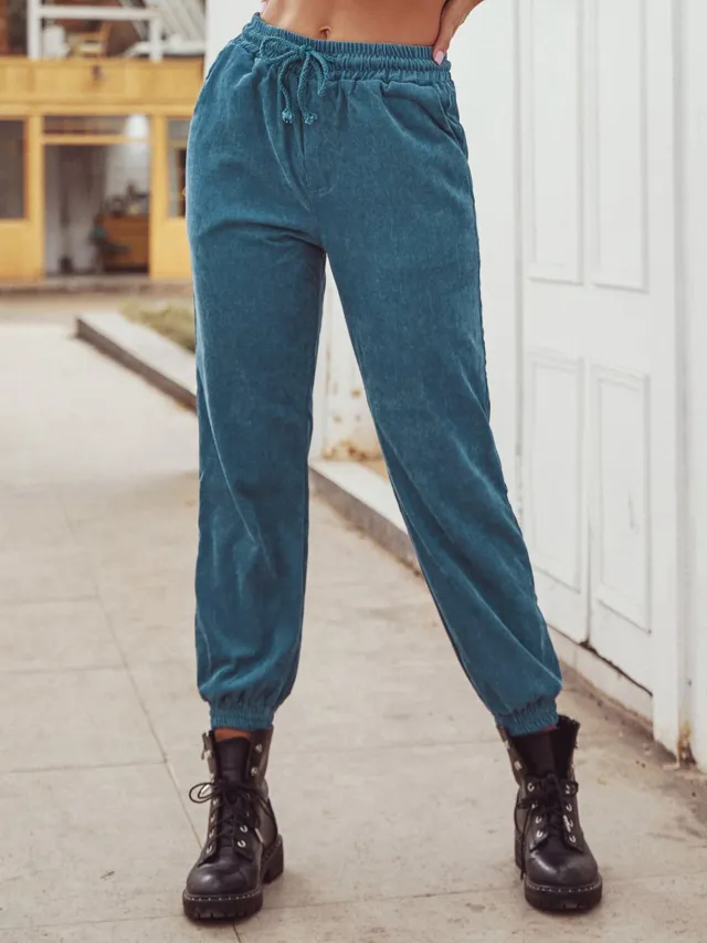 European And American INS Fashionable All matching Leisure Corduroy Trousers Autumn And Winter Blue - Shop at LoveMi