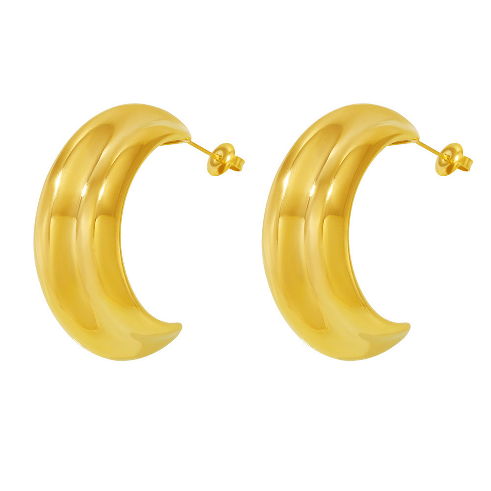 Stainless Steel C- Type Stud Earrings PVD Electroplating