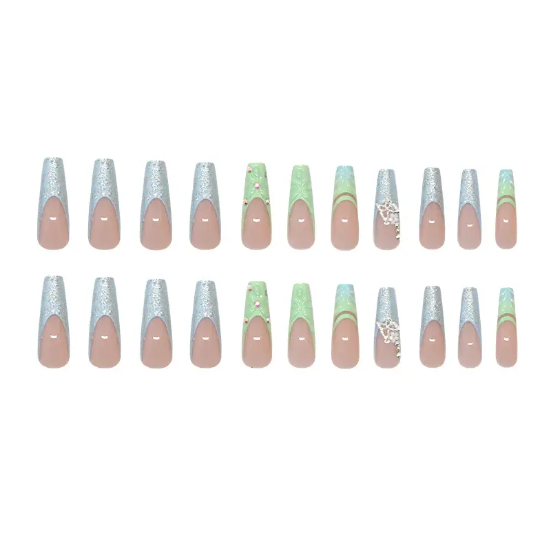Thin And Glittering Long Ballet Nail Disassembly Nail Sticker Diamond Type 24 Pieces